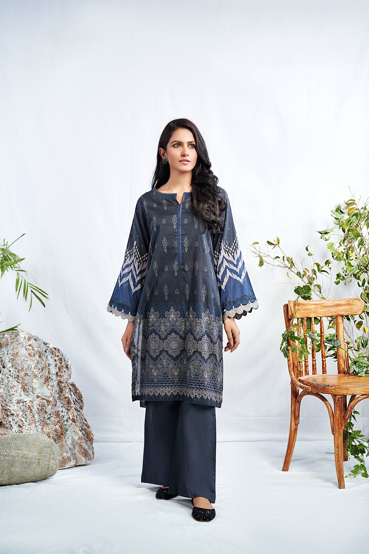 DC-0362 Black Digital Printed Kurta