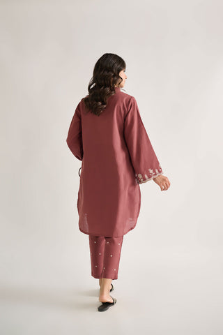 DC-2128 RUST KHADDAR 2PCS EMBROIDERED KURTA WITH TROUSER