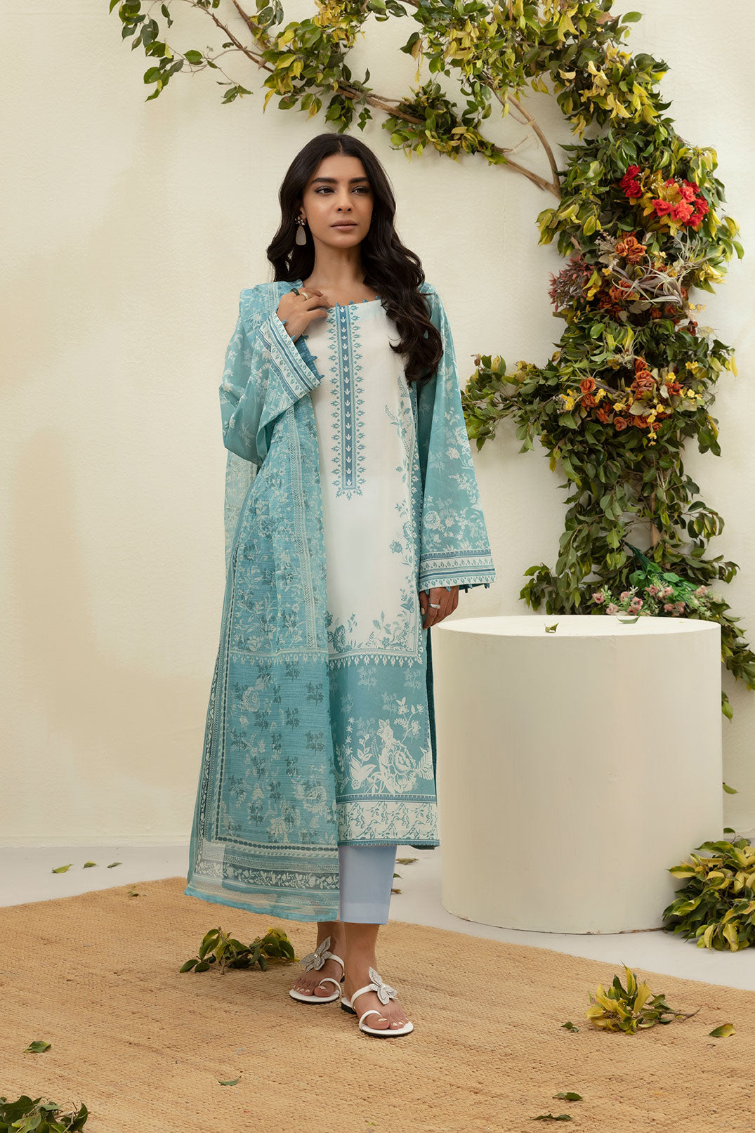 DU-3138 - C-GREEN -  PRINTED LAWN - 3PCS