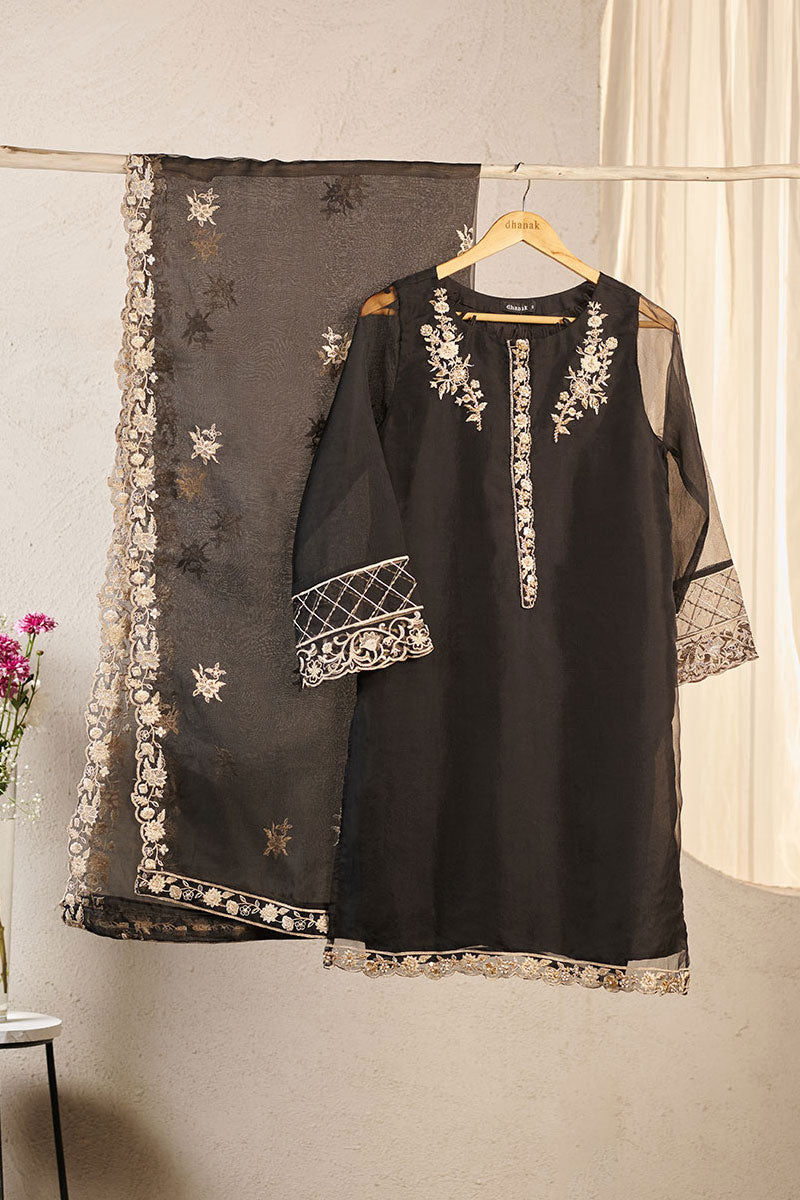 DA-2013 BLACK EMBROIDERED KURTA WITH DUPATTA