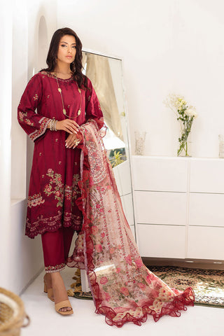 DU-3129 MAROON LAWN  3PCS
