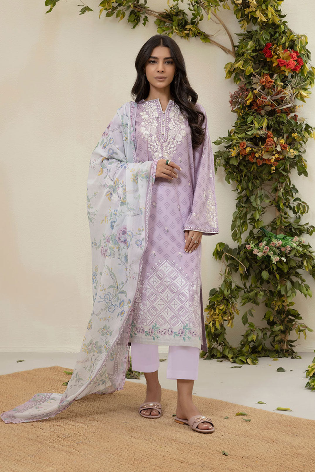 DU-3140 - PURPLE - EMBROIDERED LAWN - 3PCS